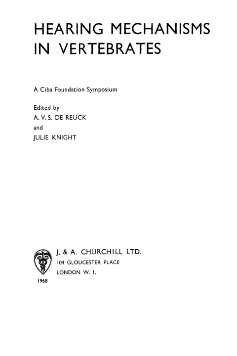 Hearing Mechanisms in Vertebrates 