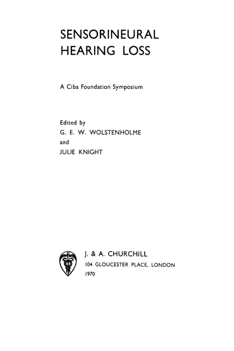 Cover image for book Sensorineural Hearing Loss