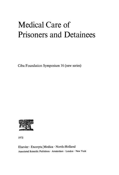 Cover image for book Medical Care of Prisoners and Detainees