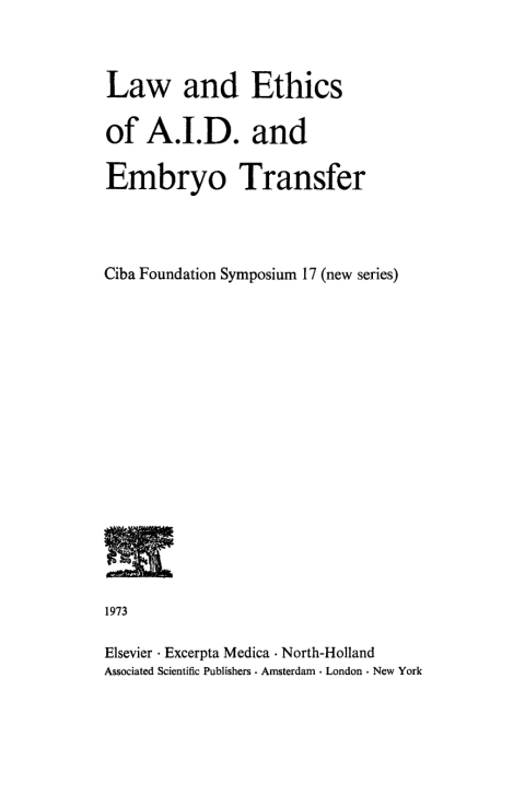 Cover image for book Law and Ethics of A.I.D. and Embryo Transfer