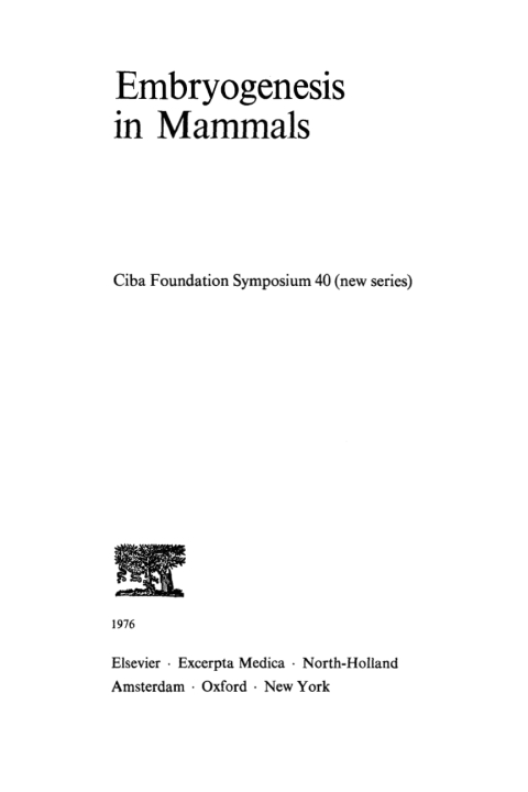 Cover image for book Embryogenesis in Mammals