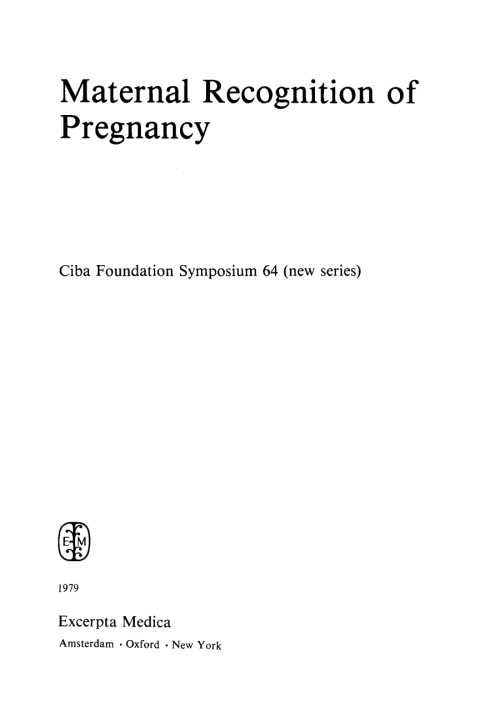 Cover image for book Maternal Recognition of Pregnancy