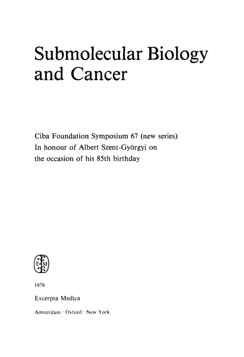 Cover image for book Submolecular Biology and Cancer