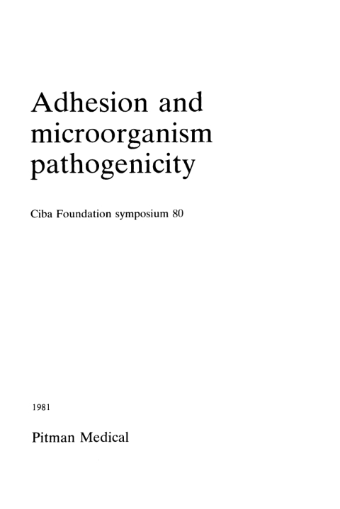 Cover image for book Adhesion and Microorganism Pathogenicity