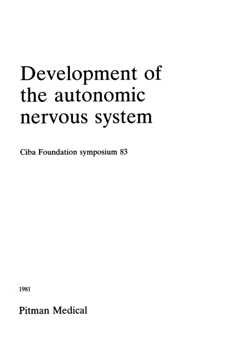 Cover image for book Development of the Autonomic Nervous System