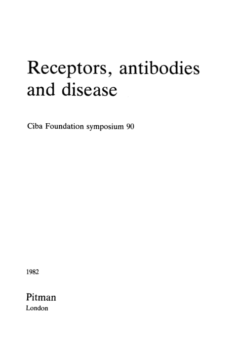 Cover image for book Receptors, Antibodies and Disease