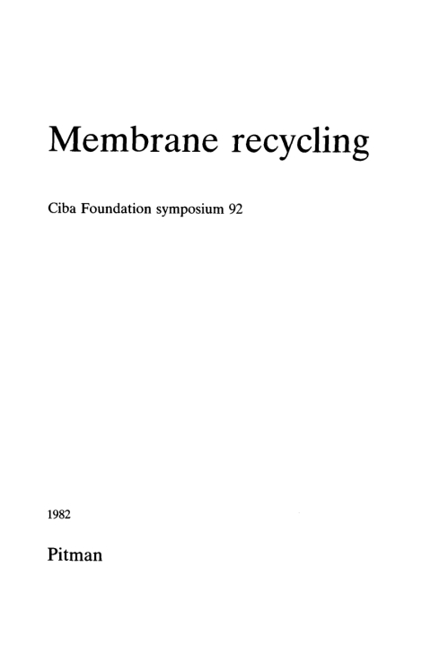Cover image for book Membrane Recycling