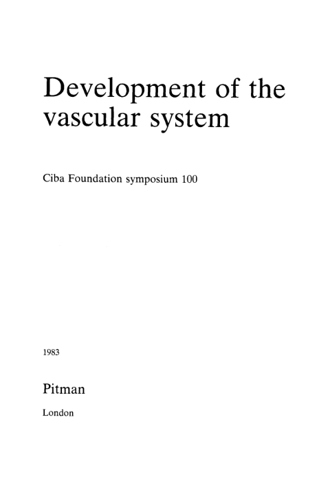 Cover image for book Development of the Vascular System