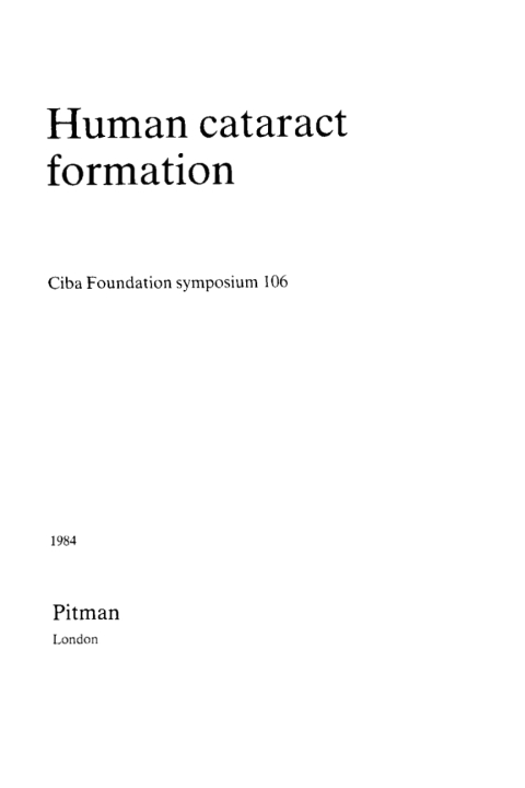 Cover image for book Human Cataract Formation
