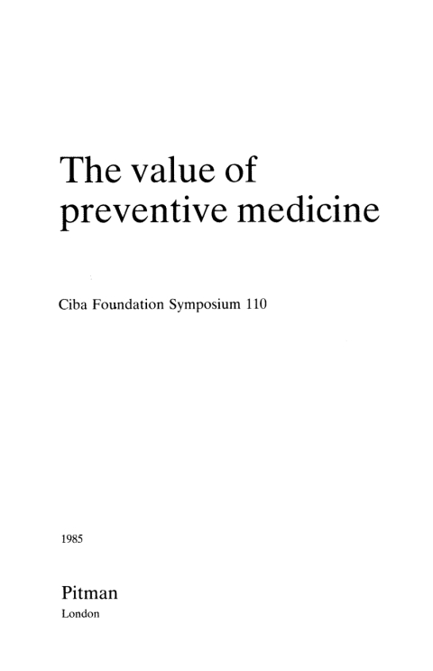 Cover image for book The Value of Preventive Medicine