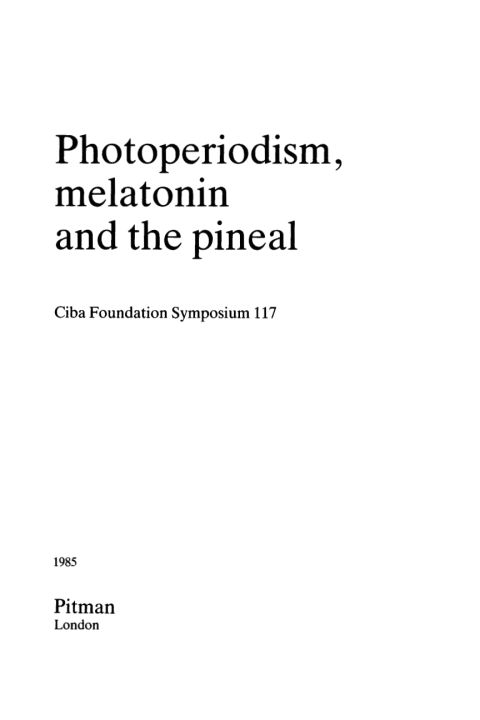 Cover image for book Photoperiodism, Melatonin and the Pineal