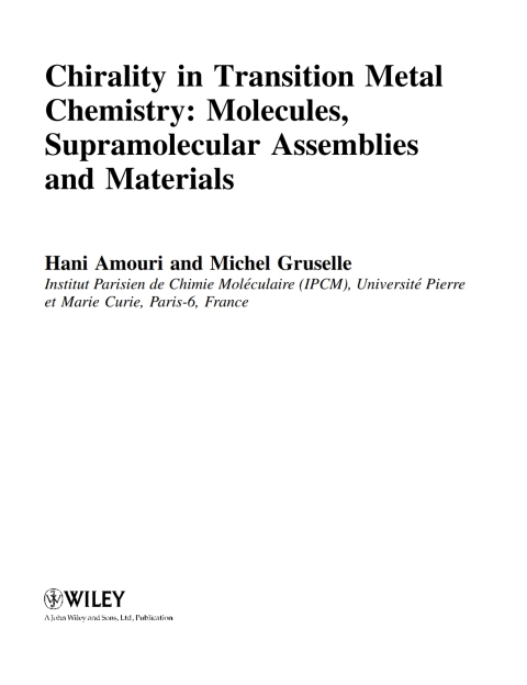 Cover image for book Chirality in Transition Metal Chemistry