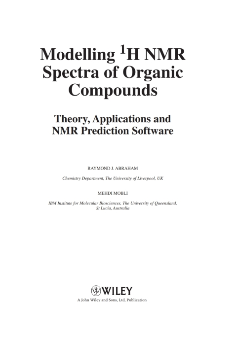 Cover image for book Modelling 1H NMR Spectra of Organic Compounds