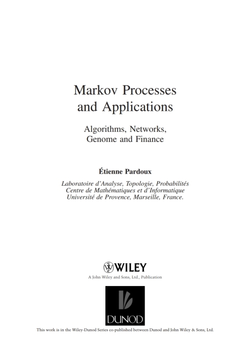 Cover image for book Markov Processes and Applications