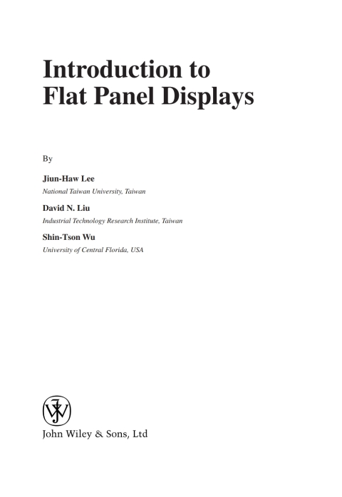 Cover image for book Introduction to Flat Panel Displays
