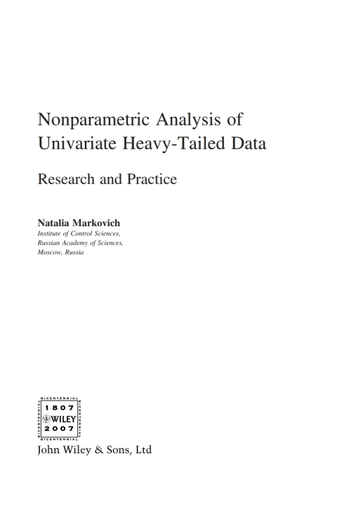 Cover image for book Nonparametric Analysis of Univariate Heavy-Tailed Data