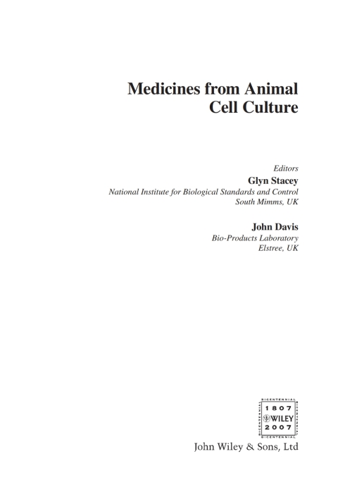 Cover image for book Medicines from Animal Cell Culture