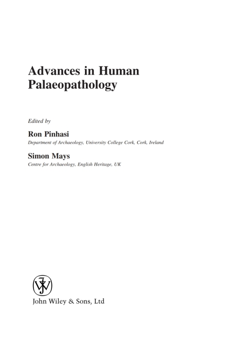Cover image for book Advances in Human Palaeopathology