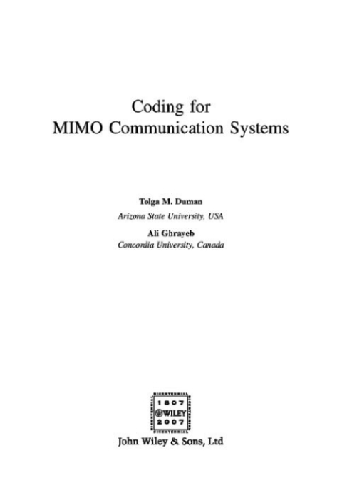 Cover image for book Coding for MIMO Communication Systems