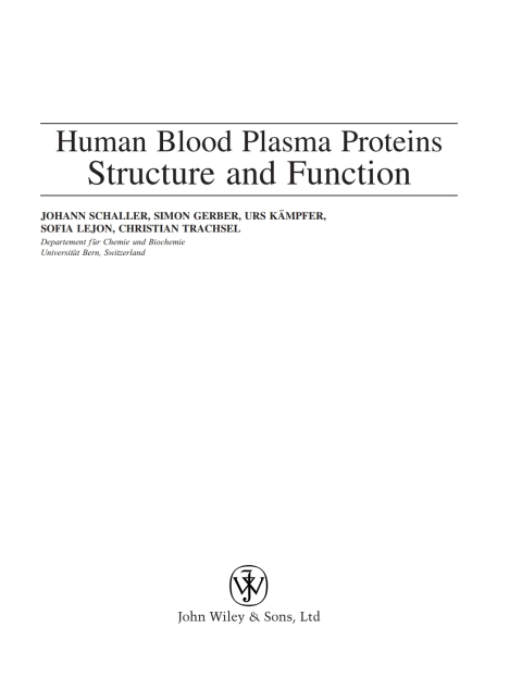 Cover image for book Human Blood Plasma Proteins: Structure and Function