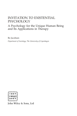 Invitation to Existential Psychology