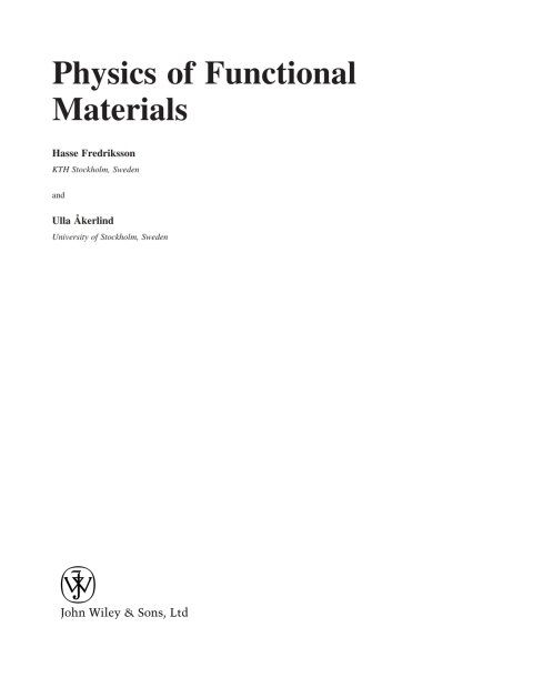 Cover image for book Physics of Functional Materials