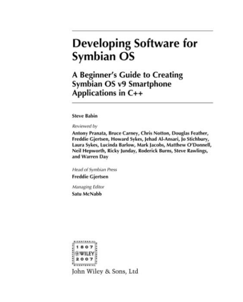 Cover image for book Developing Software for Symbian OS