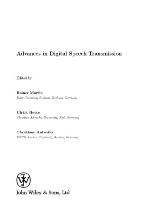 Cover image for book Advances in Digital Speech Transmission