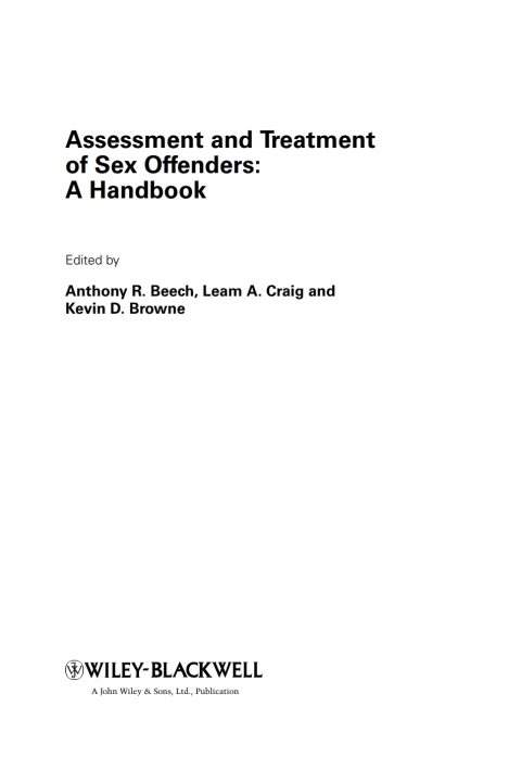 Assessment and Treatment of Sex Offenders: A Handbook 