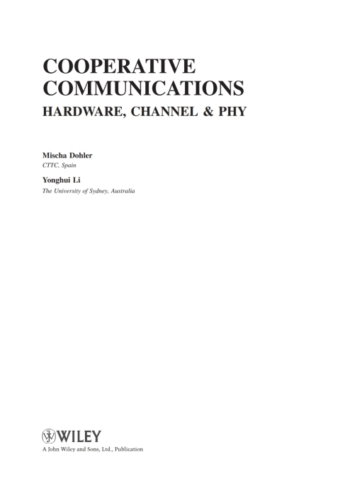Cover image for book Cooperative Communications: Hardware, Channel and PHY