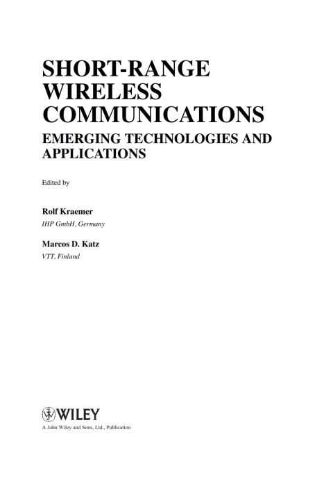 Cover image for book Short-Range Wireless Communications