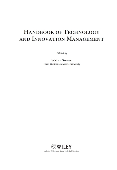 Cover image for book The Handbook of Technology and Innovation Management
