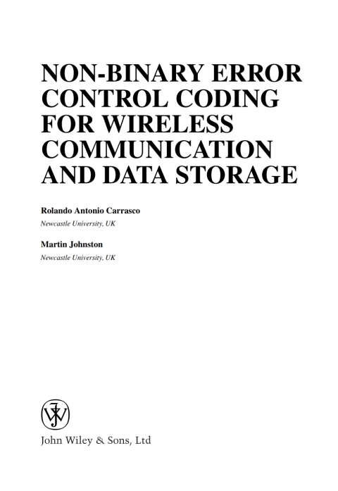 Cover image for book Non-Binary Error Control Coding for Wireless Communication and Data Storage