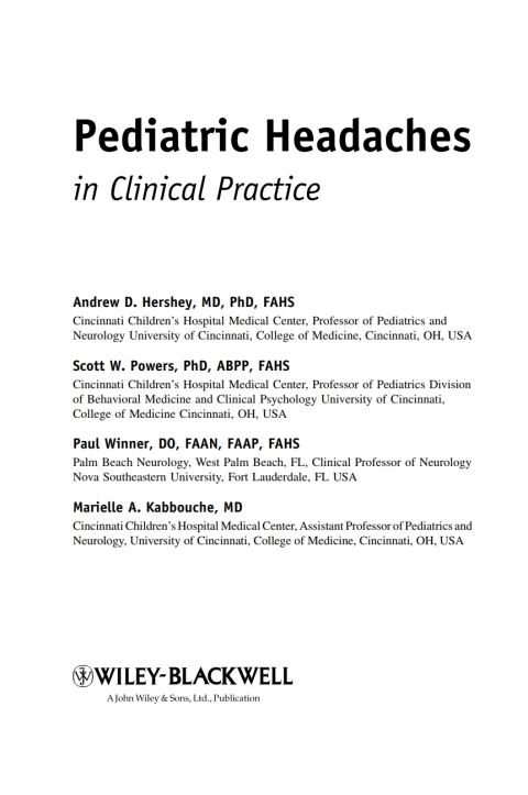 Pediatric Headaches in Clinical Practice 