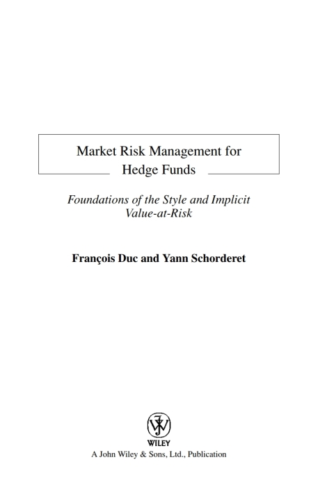 Cover image for book Market Risk Management for Hedge Funds