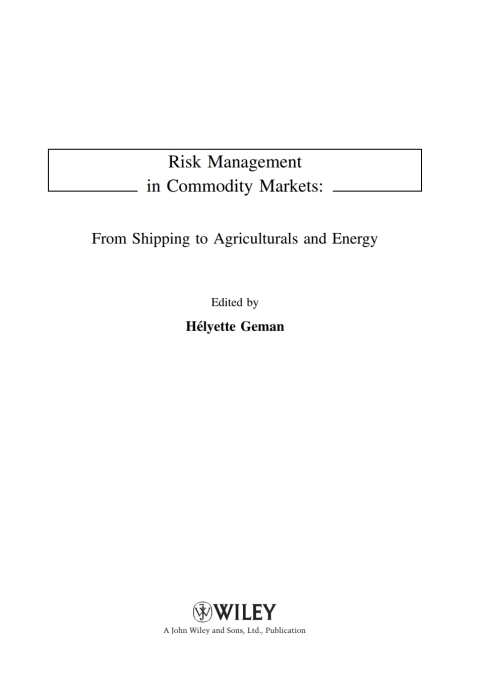 Cover image for book Risk Management in Commodity Markets