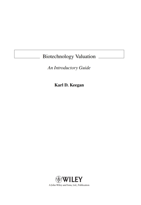 Cover image for book Biotechnology Valuation
