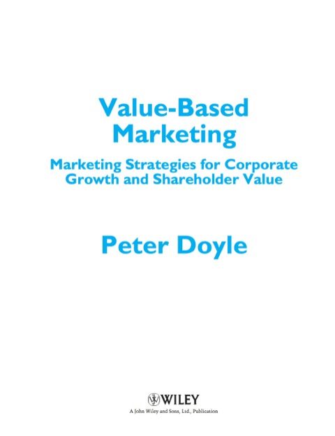 Cover image for book Value-based Marketing: Marketing Strategies for Corporate Growth and Shareholder Value