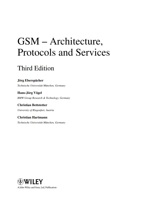 Cover image for book GSM - Architecture, Protocols and Services