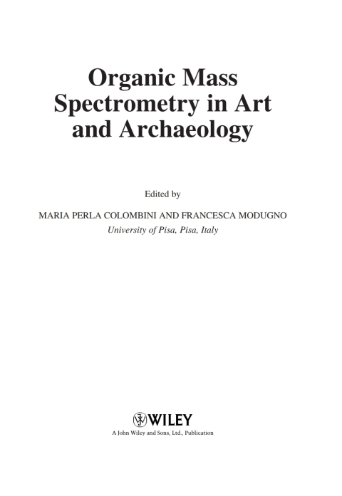 Cover image for book Organic Mass Spectrometry in Art and Archaeology