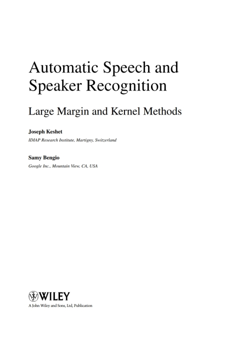 Cover image for book Automatic Speech and Speaker Recognition