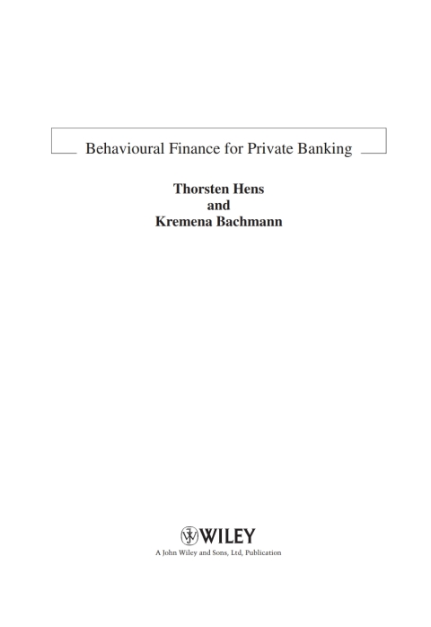 Cover image for book Behavioural Finance for Private Banking