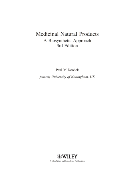 Cover image for book Medicinal Natural Products: A Biosynthetic Approach