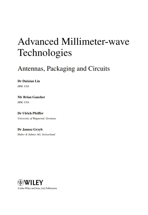 Cover image for book Advanced Millimeter-wave Technologies