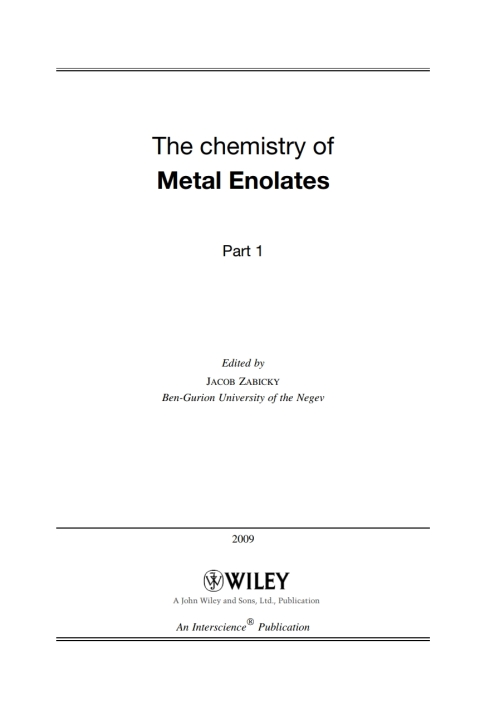 Cover image for book The Chemistry of Metal Enolates, 2 Volume Set