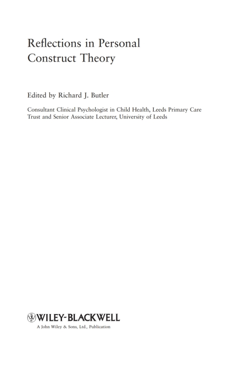 Cover image for book Reflections in Personal Construct Theory
