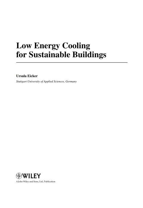 Cover image for book Low Energy Cooling for Sustainable Buildings