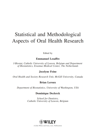 Statistical and Methodological Aspects of Oral Health Research