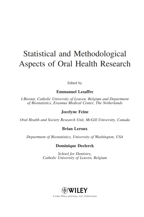 Statistical and Methodological Aspects of Oral Health Research 