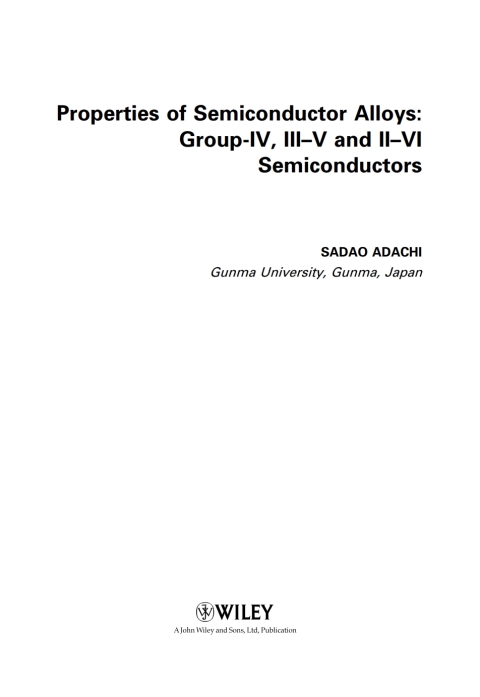 Cover image for book Properties of Semiconductor Alloys